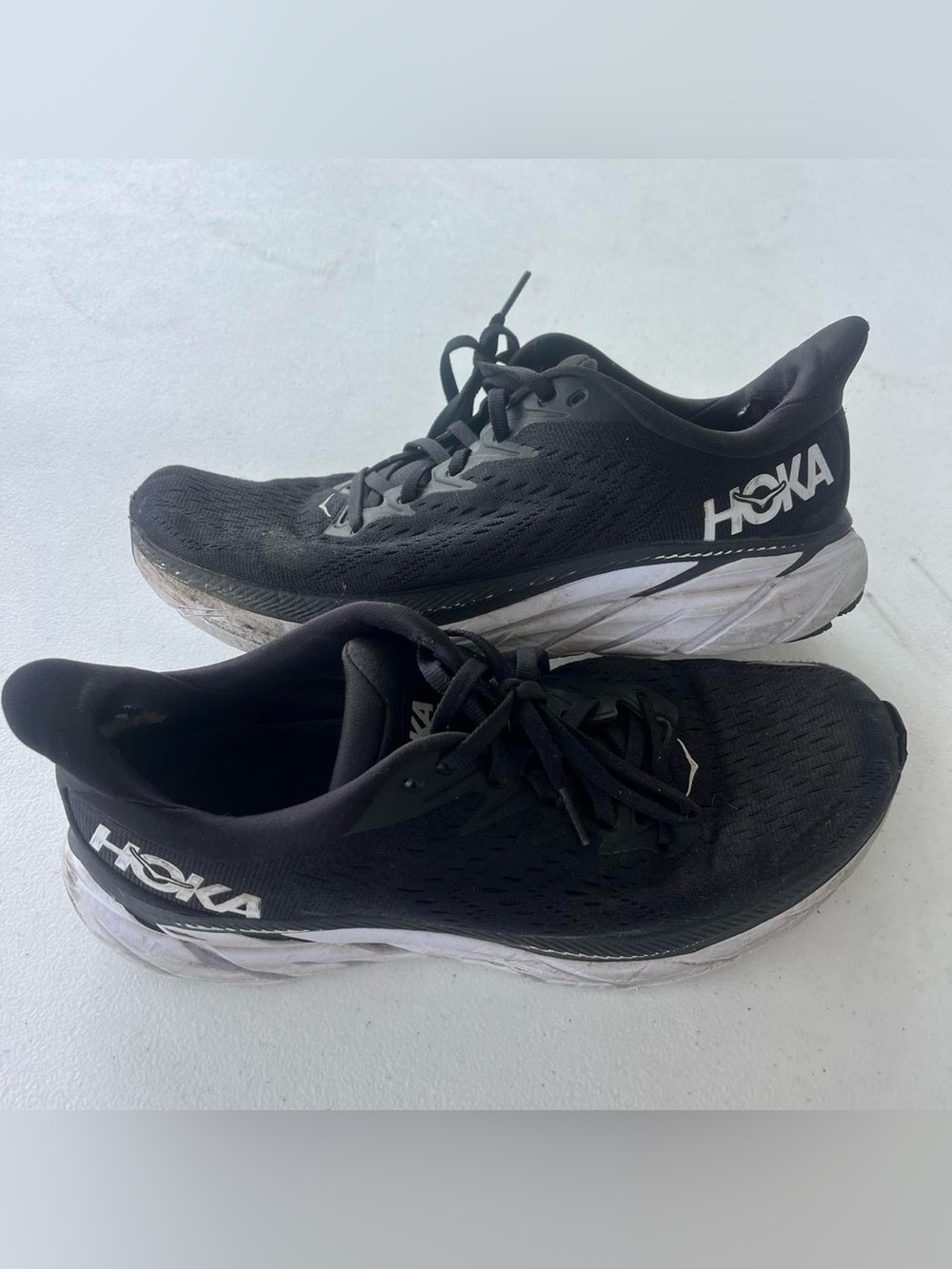 HOKA Clifton Running Shoes Black White Athletic Sneakers Women’s Size 9 - Picture 3 of 7